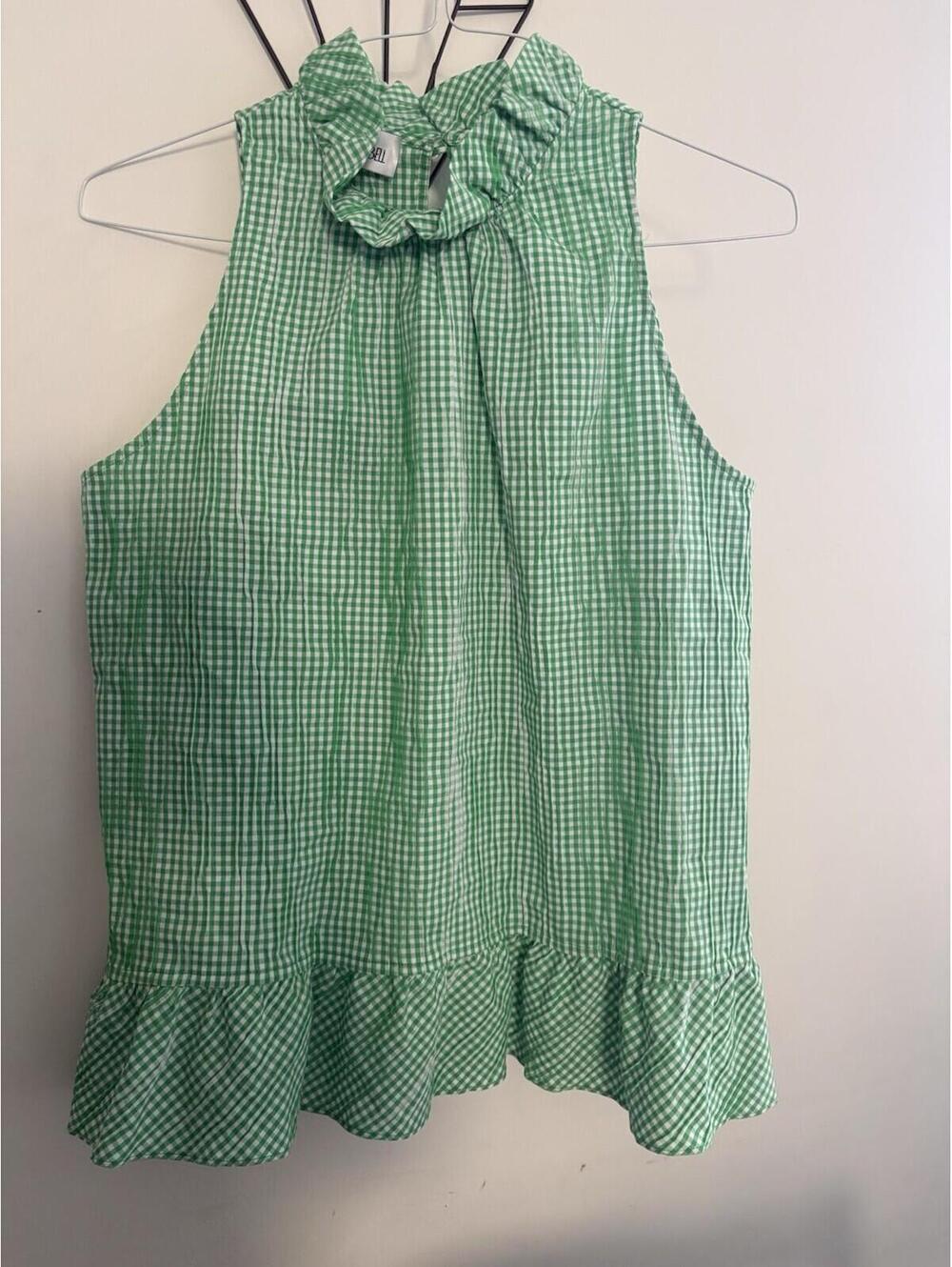 Sara Campbell Women's Sleeveless The Eileen Top Kelly Green Gingham Medium NWT